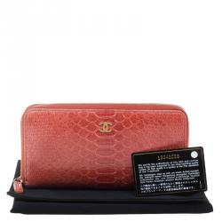 Chanel Brown Python Zip Around Wallet