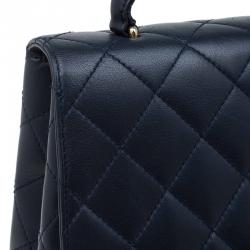 Pre Owned حقيبة يد شانيل فينتدج كيلي جامبو جلد مبطن أزرق كحلي