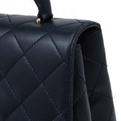 Pre Owned حقيبة يد شانيل فينتدج كيلي جامبو جلد مبطن أزرق كحلي