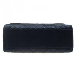 Pre Owned حقيبة يد شانيل فينتدج كيلي جامبو جلد مبطن أزرق كحلي