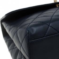 Pre Owned حقيبة يد شانيل فينتدج كيلي جامبو جلد مبطن أزرق كحلي