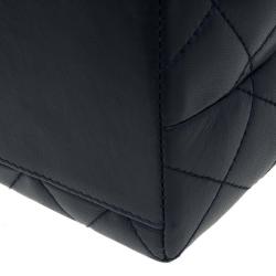 Pre Owned حقيبة يد شانيل فينتدج كيلي جامبو جلد مبطن أزرق كحلي