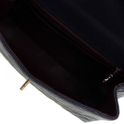 Pre Owned حقيبة يد شانيل فينتدج كيلي جامبو جلد مبطن أزرق كحلي