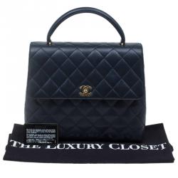 Pre Owned حقيبة يد شانيل فينتدج كيلي جامبو جلد مبطن أزرق كحلي