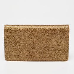 مملوكة مسبقًا محفظة شانيل تيمليس سي سي أل ين جلد كافيار ذهبي