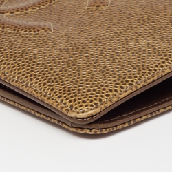 مملوكة مسبقًا محفظة شانيل تيمليس سي سي أل ين جلد كافيار ذهبي