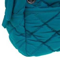 Pre Owned Chanel Turquoise Quilted Bubble Jersey Snake Effect Chain Bag