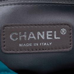 Pre Owned Chanel Turquoise Quilted Bubble Jersey Snake Effect Chain Bag