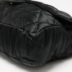 Pre Owned Chanel Black Satin Flap Shoulder Bag