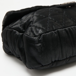 Pre Owned Chanel Black Satin Flap Shoulder Bag