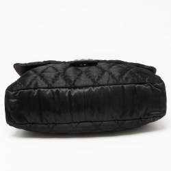 Pre Owned Chanel Black Satin Flap Shoulder Bag