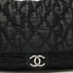 Pre Owned Chanel Black Satin Flap Shoulder Bag