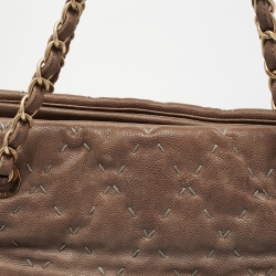 Pre Owned Chanel Beige Leather Wild Stitch Tote