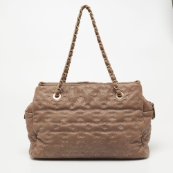 Pre Owned Chanel Beige Leather Wild Stitch Tote