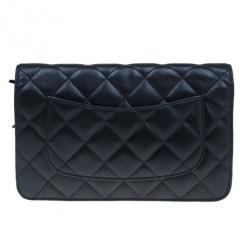 Pre Owned حقيبة شانيل جلد خروف أسود كلاسيكية WOC