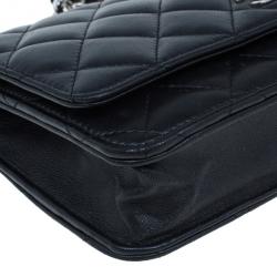 Pre Owned حقيبة شانيل جلد خروف أسود كلاسيكية WOC