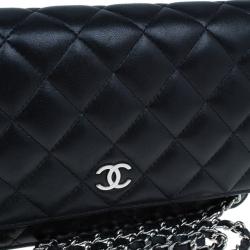 Pre Owned حقيبة شانيل جلد خروف أسود كلاسيكية WOC