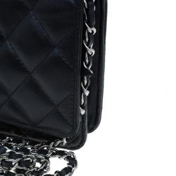 Pre Owned حقيبة شانيل جلد خروف أسود كلاسيكية WOC