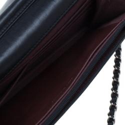 Pre Owned حقيبة شانيل جلد خروف أسود كلاسيكية WOC