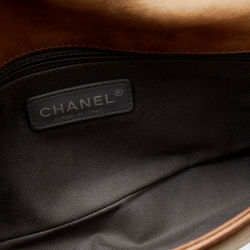 Pre Owned Chanel Beige Diamond Stitch Nubuck Leather Small Flap Bag