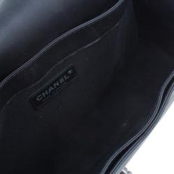 Pre Owned Chanel Black Calfskin Medium Boy Reverso Bag