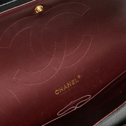 Pre Owned حقيبة شانيل جلد كافيار أسود مبطن قلاب كلاسيك كبيرة