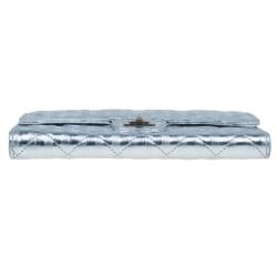 Chanel Metallic Silver Quilted Leather Reissue Trifold Wallet