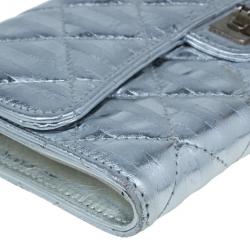 Chanel Metallic Silver Quilted Leather Reissue Trifold Wallet