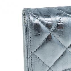 Chanel Metallic Silver Quilted Leather Reissue Trifold Wallet