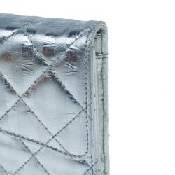 Chanel Metallic Silver Quilted Leather Reissue Trifold Wallet