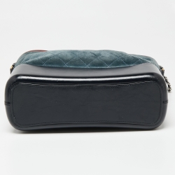 Pre Owned Chanel Blue/Black Quilted Suede And Leather Medium Gabrielle Hobo 