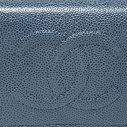 Pre Owned محفظة بسلسلة شانيل كلاسيك جلد مبطن أزرق