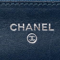 Pre Owned محفظة بسلسلة شانيل كلاسيك جلد مبطن أزرق