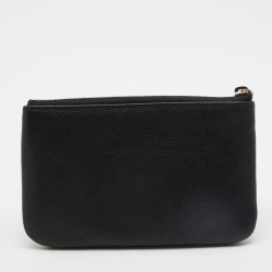 Pre Owned حافظة شانيل  دوفيل جلد كافيار مرصعة سوداء بسحاب 