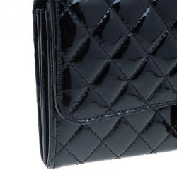 Pre Owned حقيبة شانيل كلتش صغيرة جلد لامع أسود للمساء 