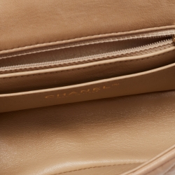 Pre Owned Chanel Beige Quilted Leather New Mini Classic Flap Bag