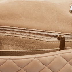 Pre Owned Chanel Beige Quilted Leather New Mini Classic Flap Bag