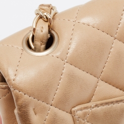 Pre Owned Chanel Beige Quilted Leather New Mini Classic Flap Bag