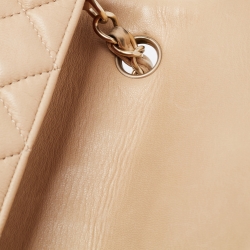 Pre Owned Chanel Beige Quilted Leather New Mini Classic Flap Bag