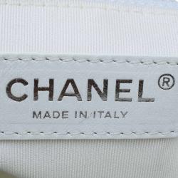 Pre Owned Chanel White Quilted Caviar Leather Grand Shopping Tote