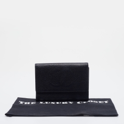 مملوكة مسبقًا محفظة شانيل تايمليس جلد كافيار أسود شعار سي سي 