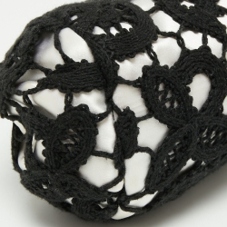 Pre Owned Chanel Black/White Lace CC Frame Clutch