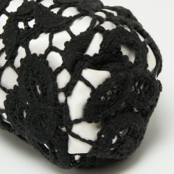 Pre Owned Chanel Black/White Lace CC Frame Clutch