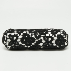 Pre Owned Chanel Black/White Lace CC Frame Clutch