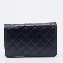 Pre Owned Chanel Black Quilted Leather Cambon Ligne Wallet on Chain