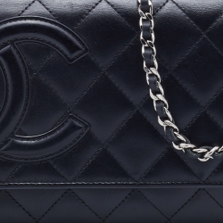 Pre Owned Chanel Black Quilted Leather Cambon Ligne Wallet on Chain