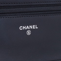 Pre Owned Chanel Black Quilted Leather Cambon Ligne Wallet on Chain