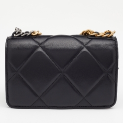 Chanel Black Quilted Leather 19 Flap Wallet on Chain