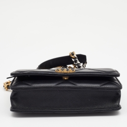 Chanel Black Quilted Leather 19 Flap Wallet on Chain