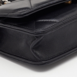 Chanel Black Quilted Leather 19 Flap Wallet on Chain